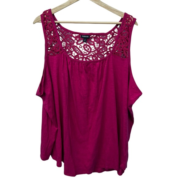 torrid Tops - Torrid Hot Pink Tank Top With Lace Detail Size 3 or 3XL